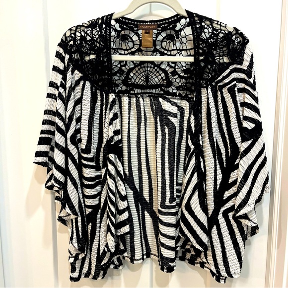 Multiples Black And White Open Front Drape Cardigan Women’s Size Small - Picture 1 of 11